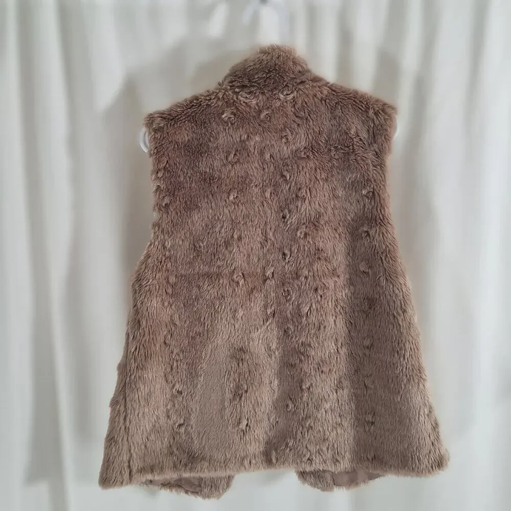 Gap Kids Brown Faux Fur Vest Girls Small 6 7 Cozy Sleeveless Lined Jacket School